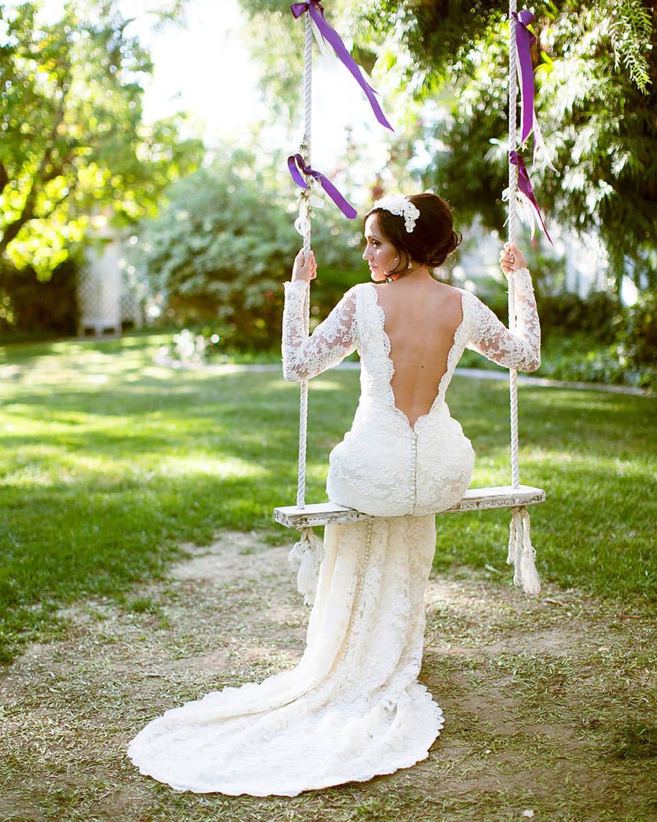 deep v back of bridal gown